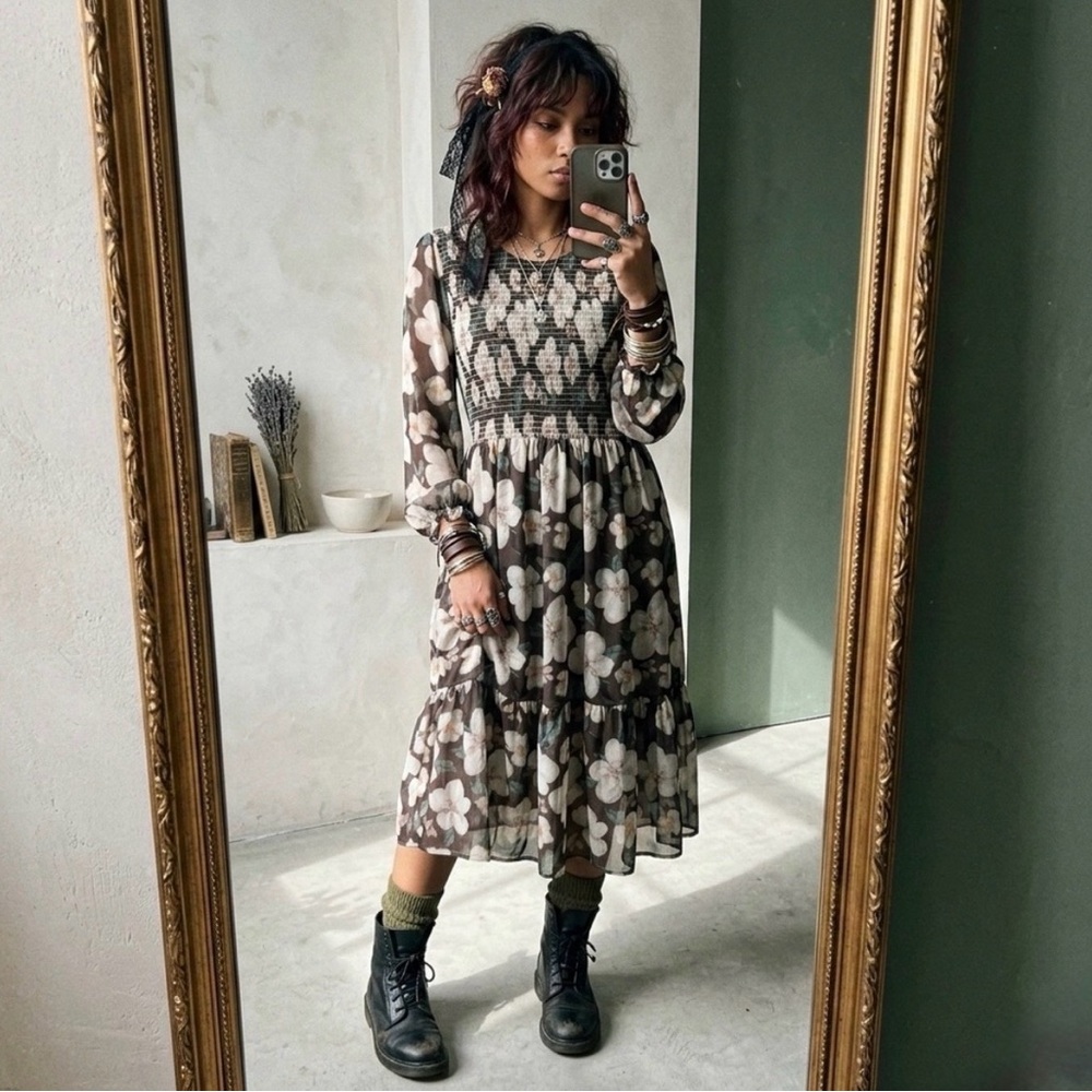 Mad About Style for The Jilly Box Part-Sheer Long Sleeve Floral Maxi-Dress